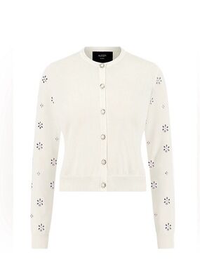 Aleeza Paris Ivory Knit Cardigan with Sparkly Buttons – Size XS